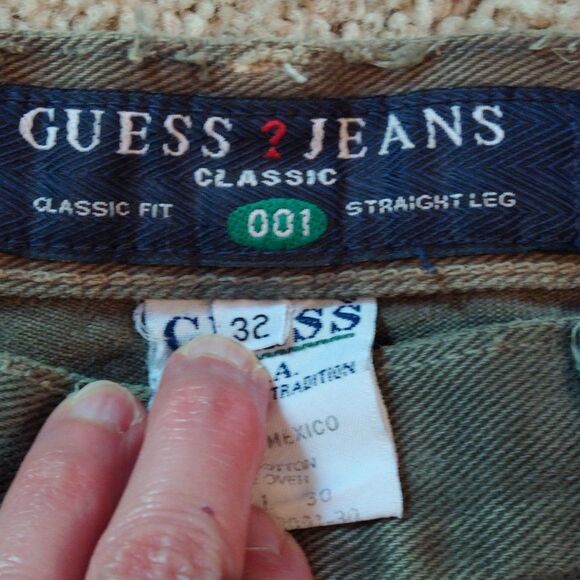 Vintage Guess Triangle Washed Olive Green Classic Fit Straight Leg Waist 32 - Picture 10 of 11